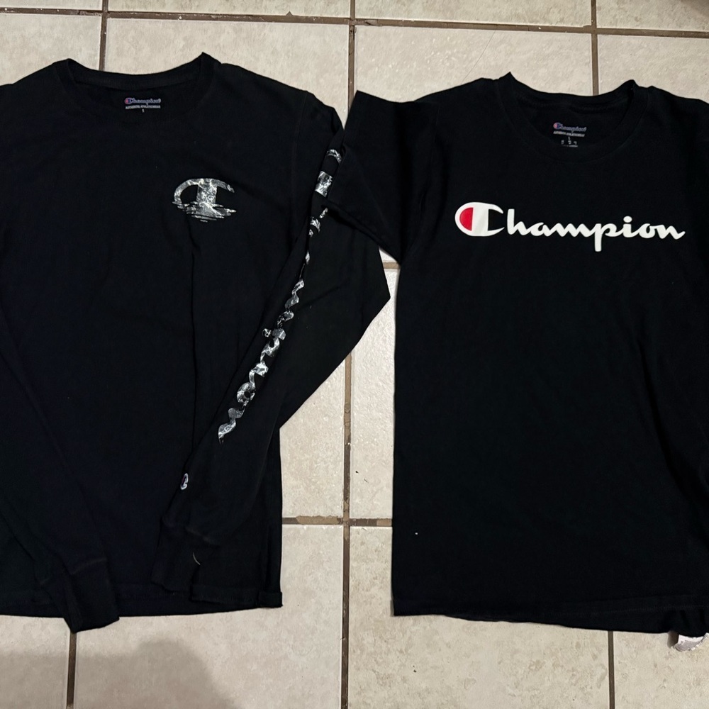 Champion Black Long Sleeve and T-Shirt Set